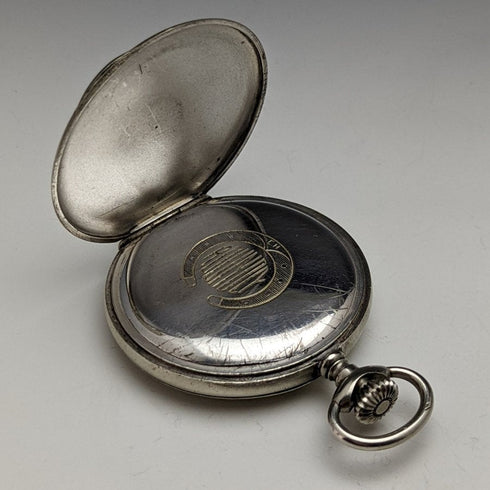 アンティーク 動作良好 スイス製 E.H.Roundly 馬彫刻 ハンターケース 機械式 懐中時計